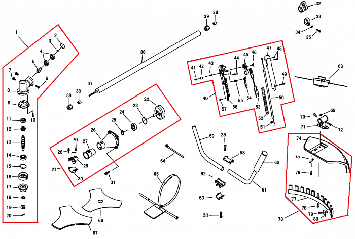 2 ВАЛ - ШТАНГА -ТОРОС ГАЗА - РЕДУКТОР - КОЖУХ ТРИММЕР CHAMPION Т337