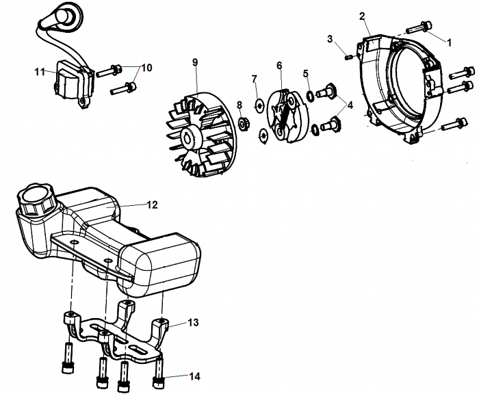 3 СЦЕПЛЕНИЕ - МАХОВИК - МАГНЕТО ТРИММЕР CHAMPION Т345