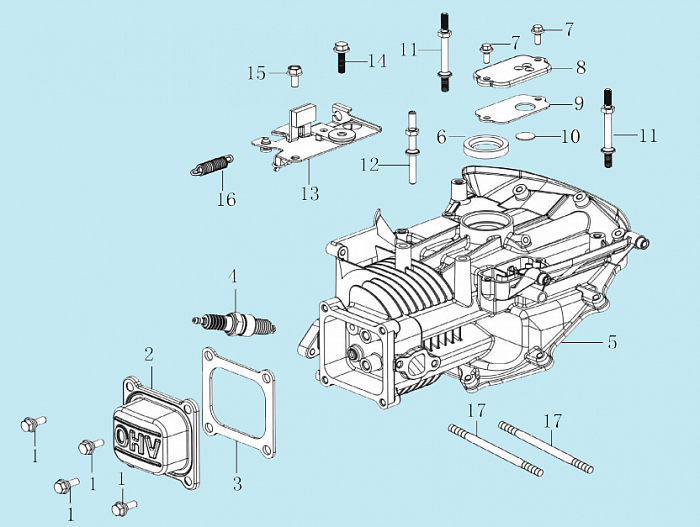 5 ГОЛОВКА БЛОКА - ЦИЛИНДР ГАЗОНОКОСИЛКА CHAMPION LM4122