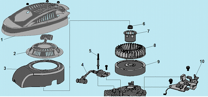 6 СТАРТЕР - МАГНЕТО - МАХОВИК Газонокосилка CHAMPION LM4630