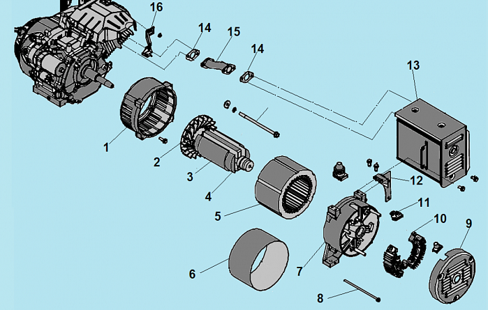 1 ЯКОРЬ - СТАТОР - БЛОК AVR ГЕНЕРАТОР БЕНЗИНОВЫЙ СВАРОЧНЫЙ CHAMPION GW200AE