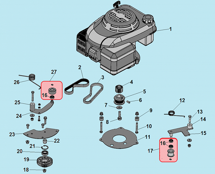 1 РЕМЕНЬ - ШКИВ - ДВИГАТЕЛЬ КУЛЬТИВАТОР CHAMPION ВC5602 до 2018 ГОДА
