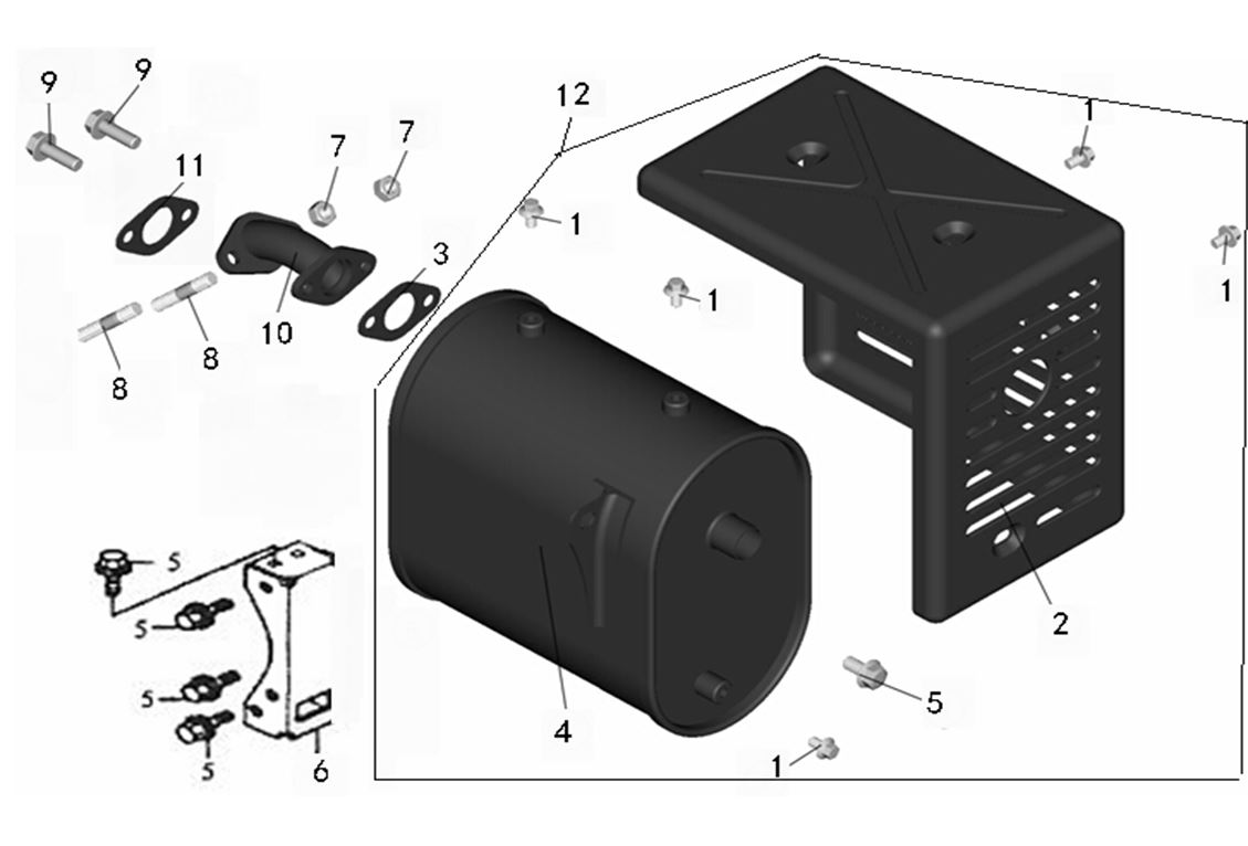 ЗАПЧАСТИ ДЛЯ ГЕНЕРАТОРА БЕНЗИНОВОГО ELITECH СГБ 9500Е (ГЛУШИТЕЛЬ)