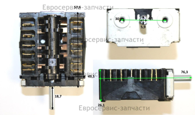 Переключатель режимов вращающийся 0-1-2-3-положение 12-клемм: 5ЕК,9ЕК